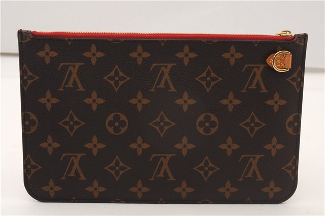 Authentic Louis Vuitton Monogram Neverfull Pouch Purse Clutch Bag Red LV 6574F