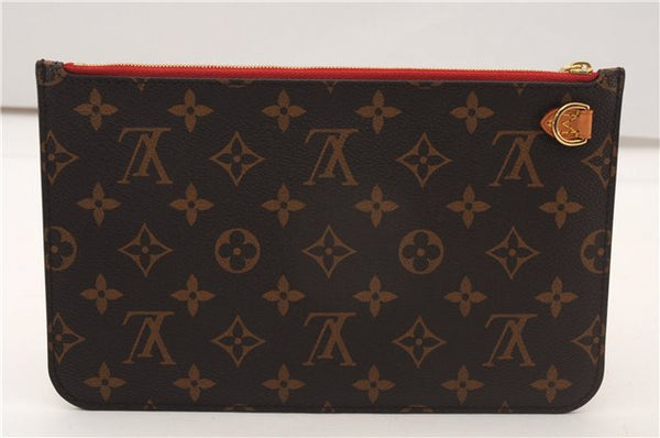 Authentic Louis Vuitton Monogram Neverfull Pouch Purse Clutch Bag Red LV 6574F