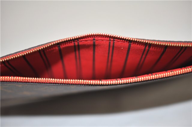 Authentic Louis Vuitton Monogram Neverfull Pouch Purse Clutch Bag Red LV 6574F