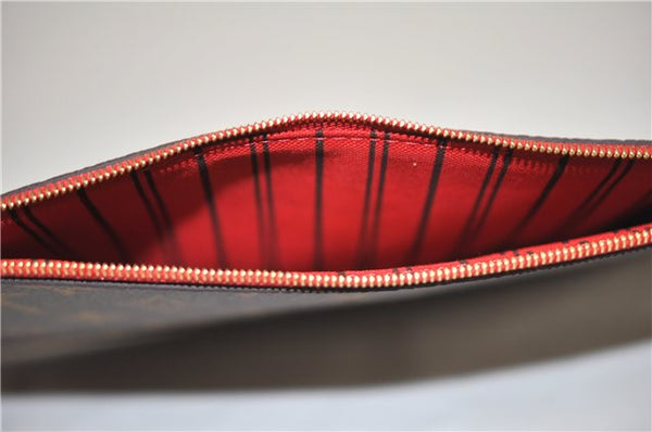 Authentic Louis Vuitton Monogram Neverfull Pouch Purse Clutch Bag Red LV 6574F