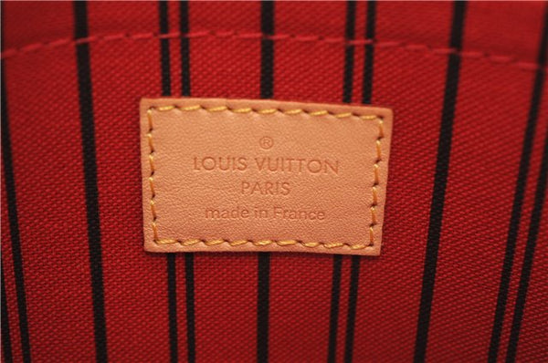 Authentic Louis Vuitton Monogram Neverfull Pouch Purse Clutch Bag Red LV 6574F