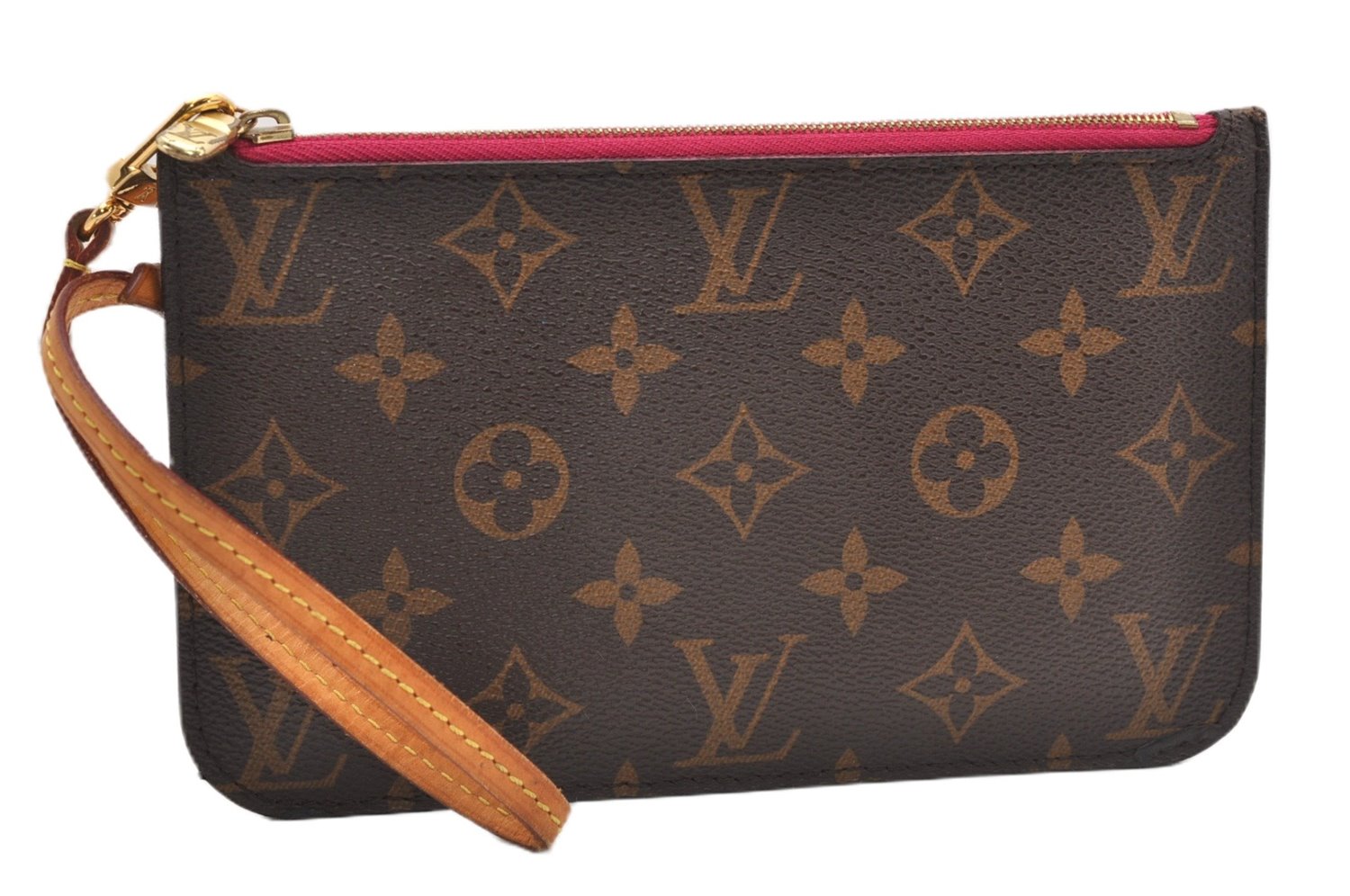 Authentic Louis Vuitton Monogram Neverfull Pouch Purse Clutch Bag Pink LV 6575F