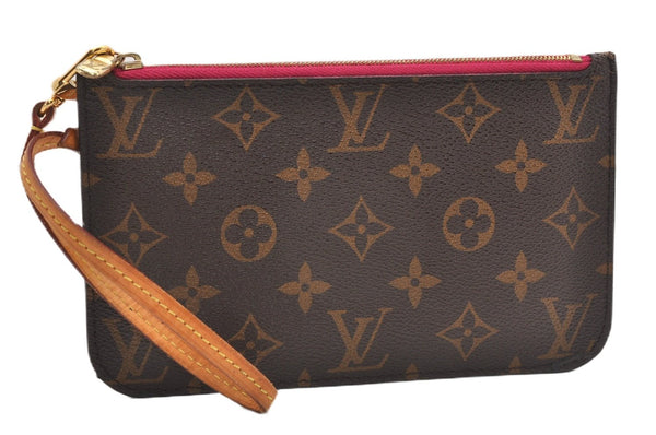 Authentic Louis Vuitton Monogram Neverfull Pouch Purse Clutch Bag Pink LV 6575F