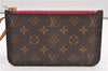 Authentic Louis Vuitton Monogram Neverfull Pouch Purse Clutch Bag Pink LV 6575F