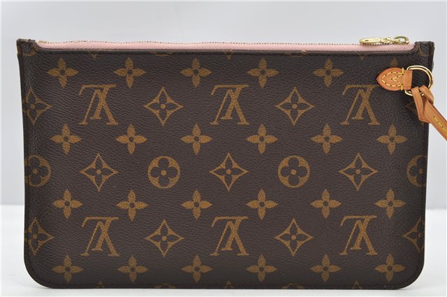 Authentic Louis Vuitton Monogram Neverfull Pouch Purse Clutch Bag Pink LV 6579F