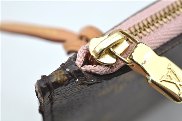 Authentic Louis Vuitton Monogram Neverfull Pouch Purse Clutch Bag Pink LV 6579F