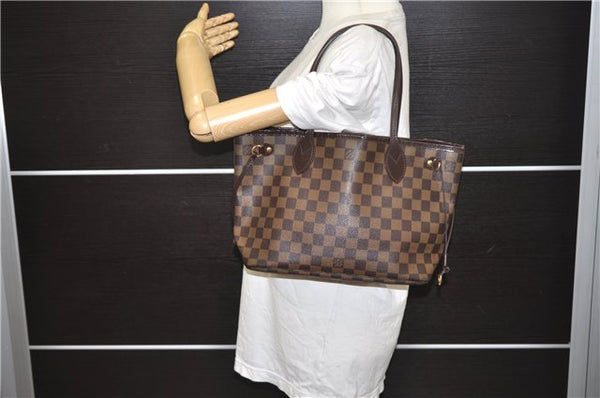 Authentic Louis Vuitton Damier Neverfull PM Shoulder Tote Bag N51109 LV 6762E