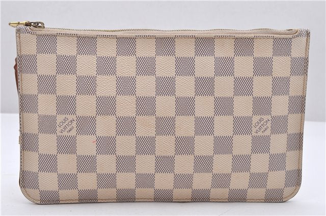 Authentic Louis Vuitton Damier Azur Neverfull Pouch Purse Clutch LV 6964D