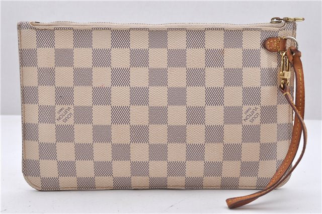 Authentic Louis Vuitton Damier Azur Neverfull Pouch Purse Clutch LV 6964D