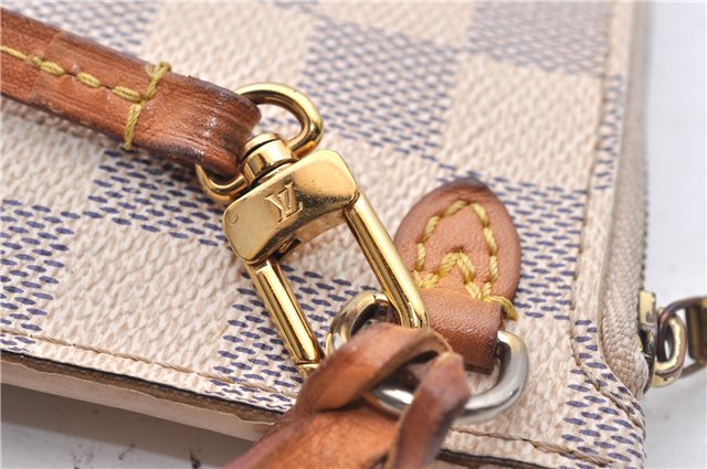 Authentic Louis Vuitton Damier Azur Neverfull Pouch Purse Clutch LV 6964D