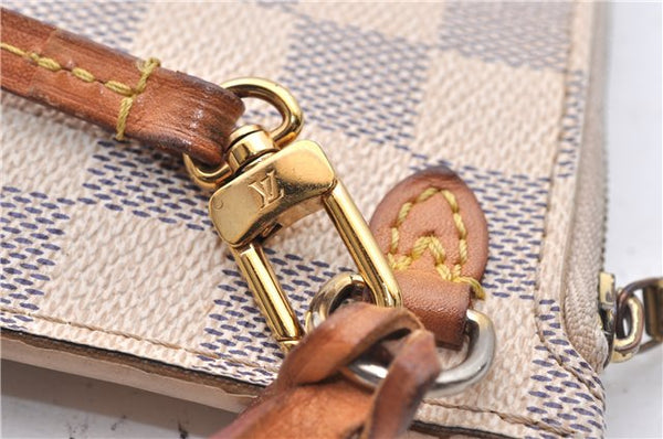 Authentic Louis Vuitton Damier Azur Neverfull Pouch Purse Clutch LV 6964D