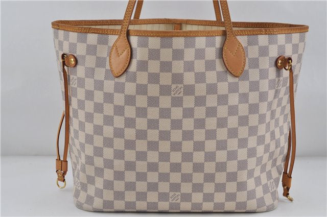 Authentic Louis Vuitton Damier Azur Neverfull MM Tote Bag N51107 LV 7023D