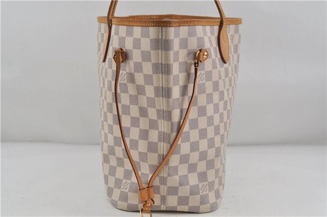 Authentic Louis Vuitton Damier Azur Neverfull MM Tote Bag N51107 LV 7023D