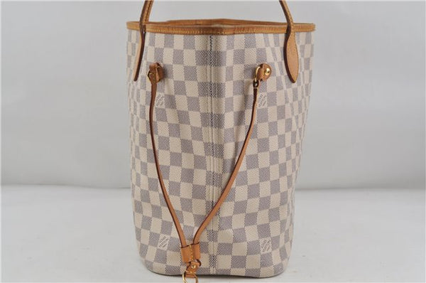 Authentic Louis Vuitton Damier Azur Neverfull MM Tote Bag N51107 LV 7023D
