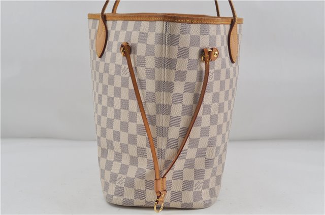 Authentic Louis Vuitton Damier Azur Neverfull MM Tote Bag N51107 LV 7023D