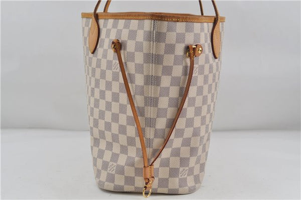 Authentic Louis Vuitton Damier Azur Neverfull MM Tote Bag N51107 LV 7023D