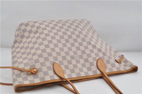 Authentic Louis Vuitton Damier Azur Neverfull MM Tote Bag N51107 LV 7023D