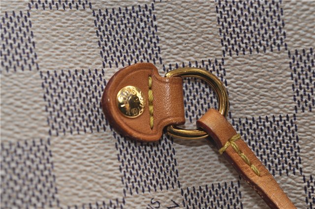 Authentic Louis Vuitton Damier Azur Neverfull MM Tote Bag N51107 LV 7023D