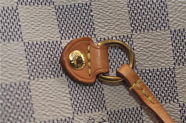 Authentic Louis Vuitton Damier Azur Neverfull MM Tote Bag N51107 LV 7023D