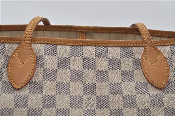 Authentic Louis Vuitton Damier Azur Neverfull MM Tote Bag N51107 LV 7023D