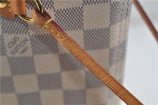 Authentic Louis Vuitton Damier Azur Neverfull MM Tote Bag N51107 LV 7023D