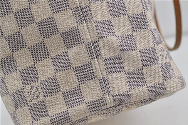 Authentic Louis Vuitton Damier Azur Neverfull MM Tote Bag N51107 LV 7023D