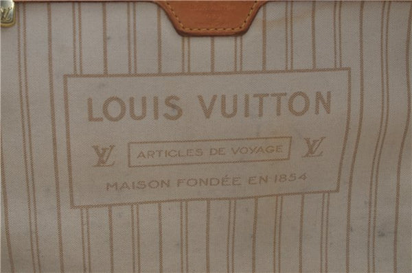 Authentic Louis Vuitton Damier Azur Neverfull MM Tote Bag N51107 LV 7023D