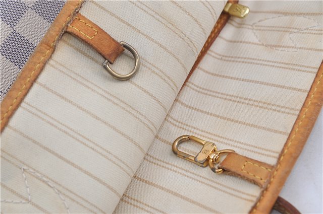 Authentic Louis Vuitton Damier Azur Neverfull MM Tote Bag N51107 LV 7023D