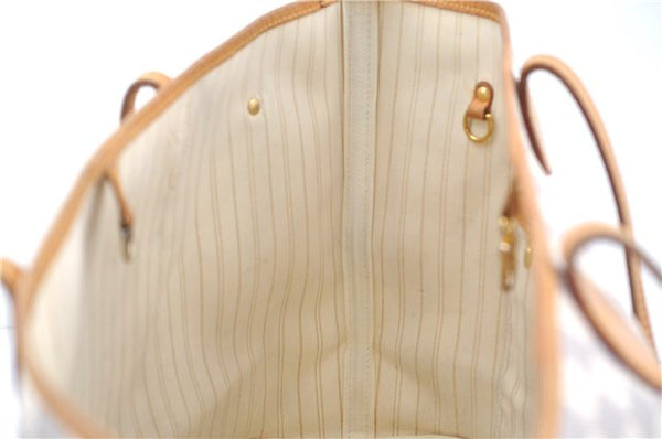 Authentic Louis Vuitton Damier Azur Neverfull MM Tote Bag N51107 LV 7023D