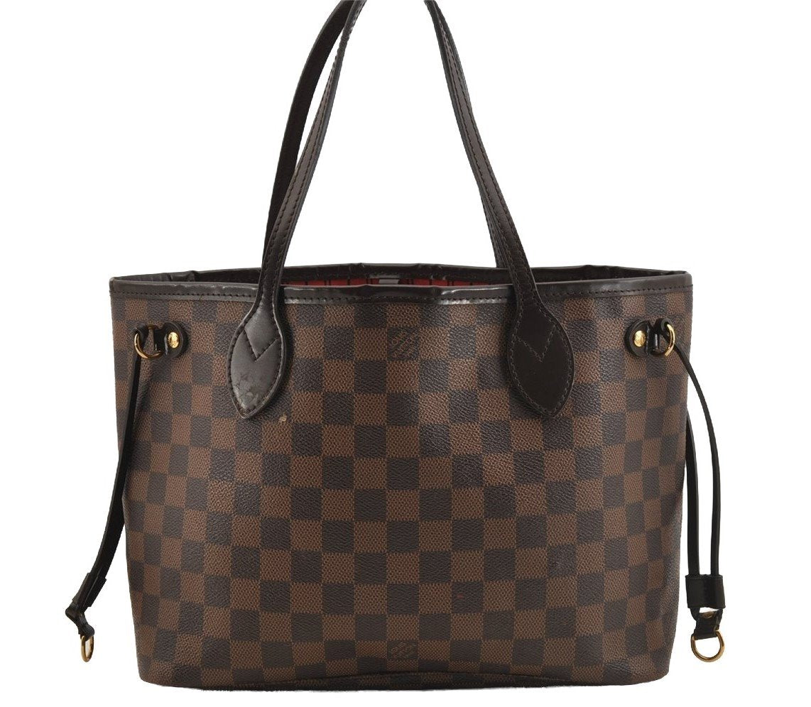 Authentic Louis Vuitton Damier Neverfull PM Shoulder Tote Bag N51109 LV 7023I