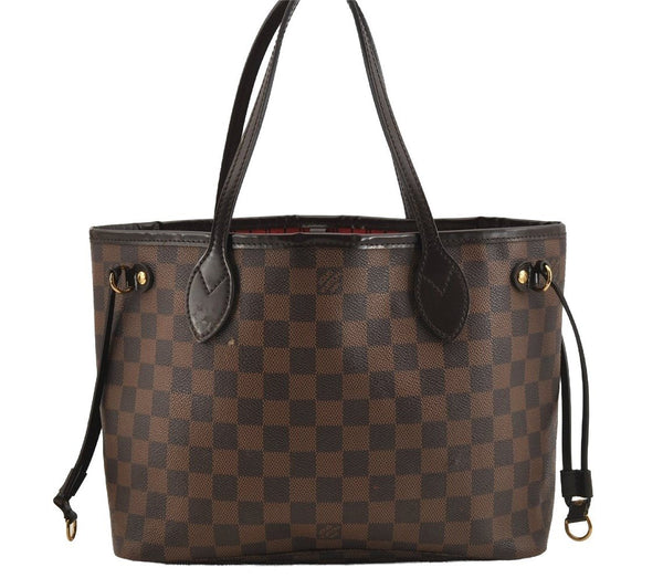 Authentic Louis Vuitton Damier Neverfull PM Shoulder Tote Bag N51109 LV 7023I