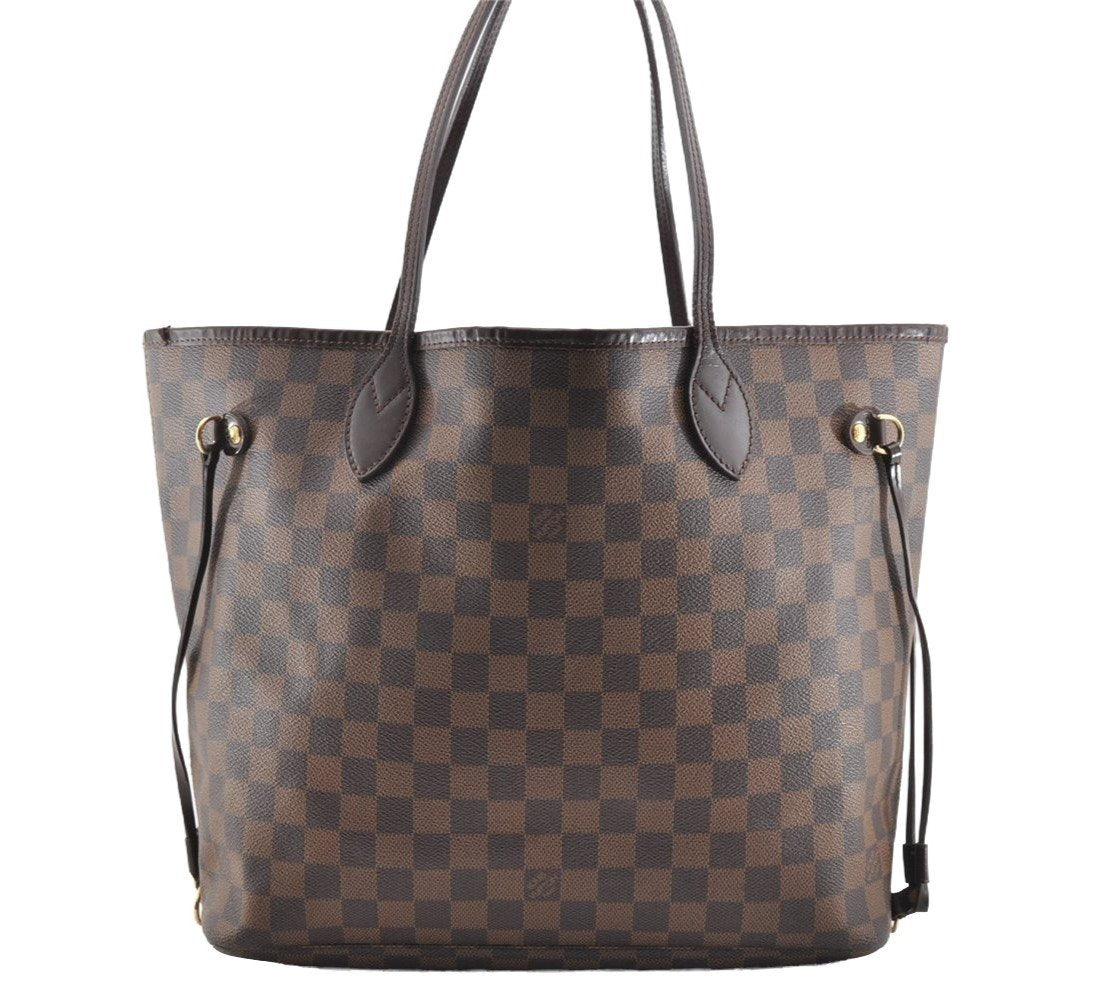 Authentic Louis Vuitton Damier Neverfull MM Shoulder Tote Bag N51105 LV 7025I