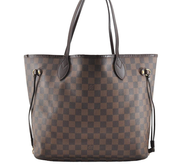 Authentic Louis Vuitton Damier Neverfull MM Shoulder Tote Bag N51105 LV 7025I