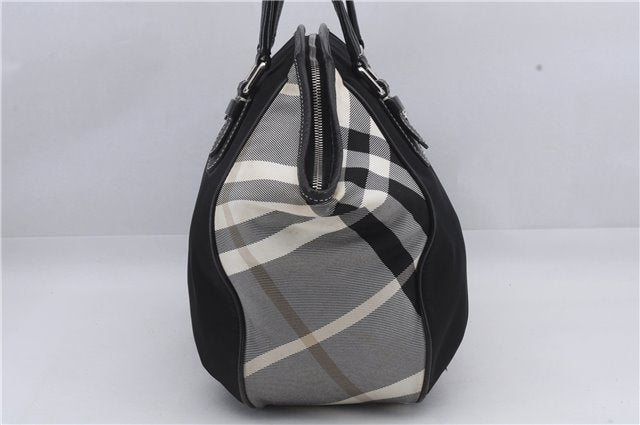 Authentic BURBERRY BLUE LABEL Check Shoulder Tote Bag Nylon Leather Black 7179D
