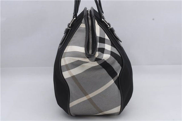 Authentic BURBERRY BLUE LABEL Check Shoulder Tote Bag Nylon Leather Black 7179D