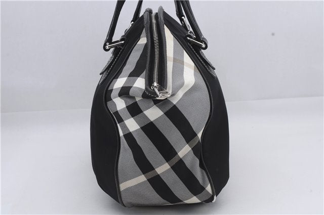 Authentic BURBERRY BLUE LABEL Check Shoulder Tote Bag Nylon Leather Black 7179D