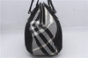 Authentic BURBERRY BLUE LABEL Check Shoulder Tote Bag Nylon Leather Black 7179D