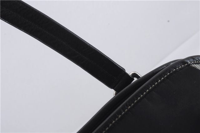 Authentic BURBERRY BLUE LABEL Check Shoulder Tote Bag Nylon Leather Black 7179D