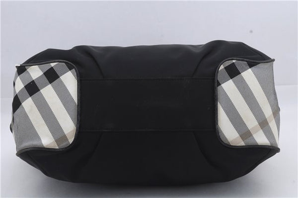 Authentic BURBERRY BLUE LABEL Check Shoulder Tote Bag Nylon Leather Black 7179D