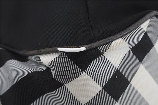 Authentic BURBERRY BLUE LABEL Check Shoulder Tote Bag Nylon Leather Black 7179D