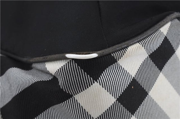 Authentic BURBERRY BLUE LABEL Check Shoulder Tote Bag Nylon Leather Black 7179D
