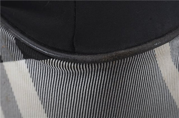 Authentic BURBERRY BLUE LABEL Check Shoulder Tote Bag Nylon Leather Black 7179D