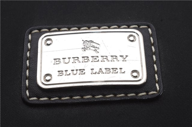 Authentic BURBERRY BLUE LABEL Check Shoulder Tote Bag Nylon Leather Black 7179D