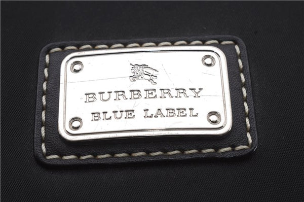 Authentic BURBERRY BLUE LABEL Check Shoulder Tote Bag Nylon Leather Black 7179D