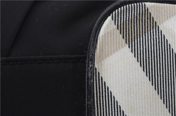 Authentic BURBERRY BLUE LABEL Check Shoulder Tote Bag Nylon Leather Black 7179D