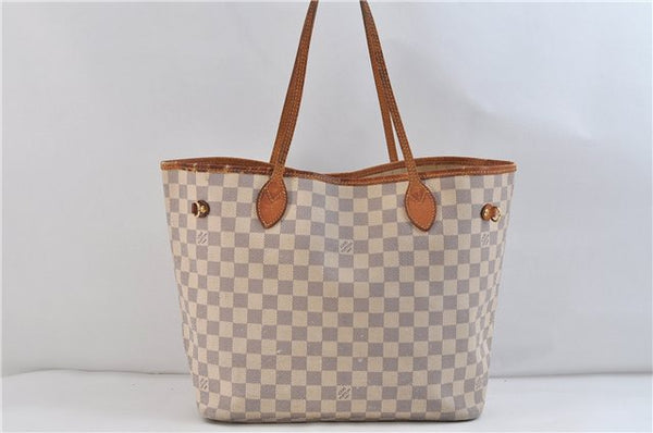 Authentic LOUIS VUITTON Damier Azur Neverfull MM Tote Bag Purse N51107 LV 7356C