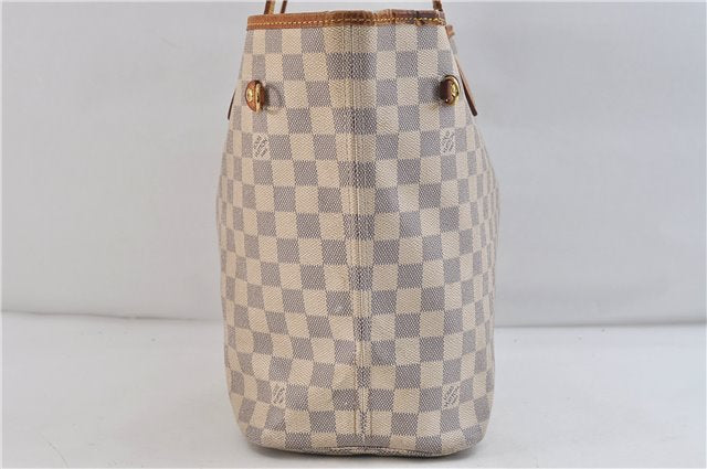 Authentic LOUIS VUITTON Damier Azur Neverfull MM Tote Bag Purse N51107 LV 7356C