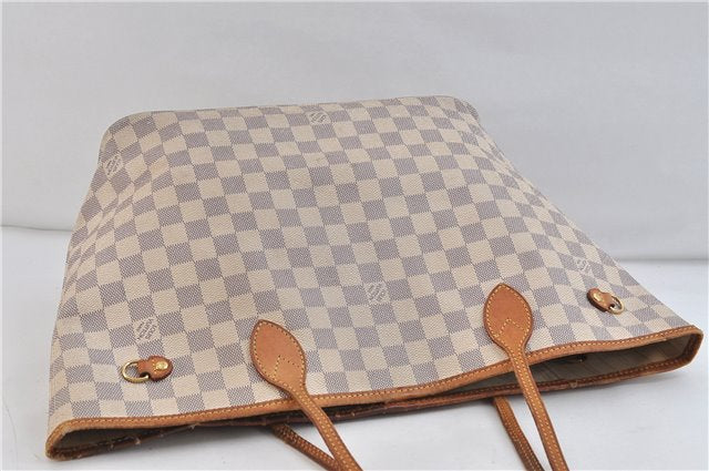 Authentic LOUIS VUITTON Damier Azur Neverfull MM Tote Bag Purse N51107 LV 7356C