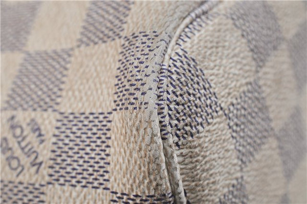 Authentic LOUIS VUITTON Damier Azur Neverfull MM Tote Bag Purse N51107 LV 7356C