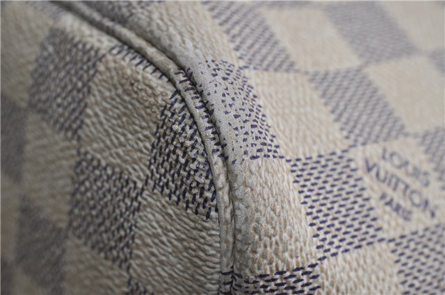 Authentic LOUIS VUITTON Damier Azur Neverfull MM Tote Bag Purse N51107 LV 7356C